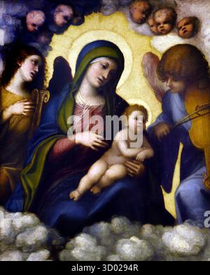 Vierge à l'enfant en gloire 1510-1512 Antonio Allegri da Correggio 1489 -1534 habituellement connue sous le nom de Correggio peintre de l'école de Parme de la Renaissance italienne Banque D'Images