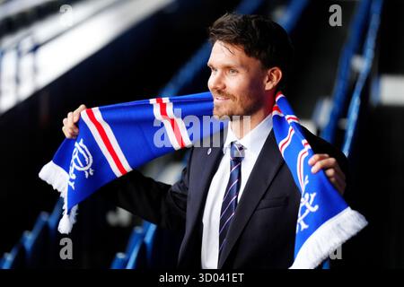 L'entraîneur-chef des Rangers, Danny Rohl, lors de la conférence de presse au stade Ibrox, Glasgow. Date de la photo : mardi 21 octobre 2025. Banque D'Images