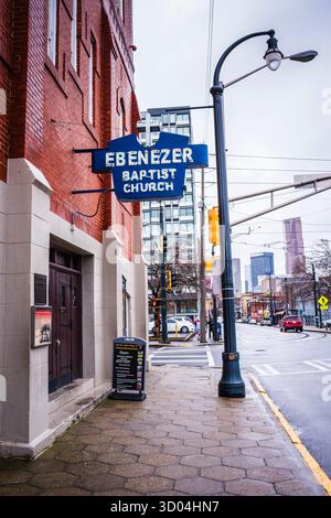 Atlanta, GA États-Unis - 22 janvier 2019 : Martin Luther King était pasteur à l'église baptiste d'Ebeneezer des années 1930 jusqu'à son assassinat. Banque D'Images