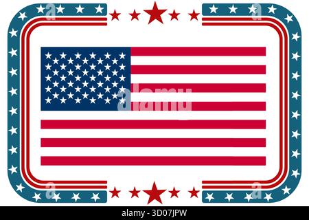 Drapeau des états-Unis avec des étoiles et des rayures dans un design de cadre patriotique Illustration de Vecteur