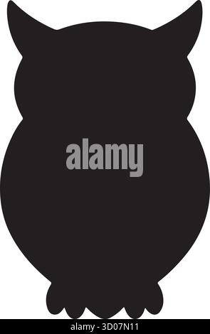 Wise Owl Silhouette icône de vecteur, conception minimaliste de logo de chouette à cornes, symbole oiseau de nuit de proie Illustration de Vecteur