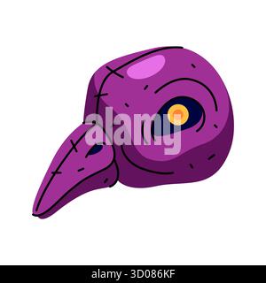 Crâne d'oiseau effrayant vecteur ou tête d'os d'animal aviaire. Masque d'Halloween ou corbeau, artefact corbeau. Anatomie gothique et archéologie, ornithologie et taxidermie, sorcellerie. Fossile effrayant d'Halloween. Mystérieux. Illustration de Vecteur