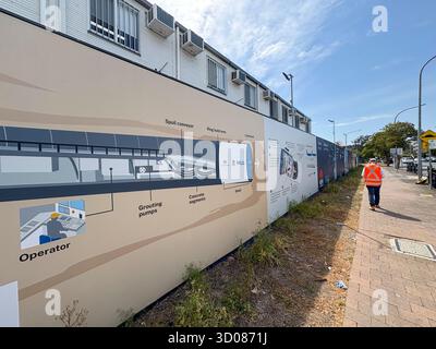 St Marys Sydney Metro Western Sydney Airport nouvelle station, site de stockage avec des informations sur le fonctionnement des machines de forage de tunnels, Nouvelle-Galles du Sud, Australie Banque D'Images
