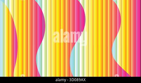 Rayures verticales colorées abstraites avec des formes courbes et des tons pastel vibrants. Illustration de Vecteur