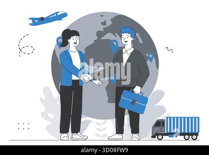 Accord de partenariat commercial international. Illustration vectorielle Illustration de Vecteur