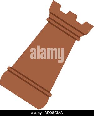 Pièce plate en bois Chess Rook Illustration de Vecteur