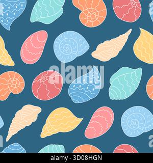 Motif Seashell sous-marin sans couture Illustration de Vecteur