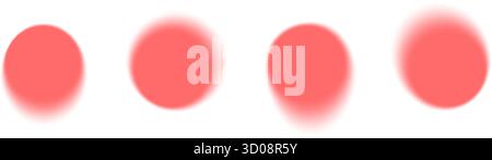 Y2K aura flou formes de cercle en rouge corail avec des bords dégradés doux. Éléments diffusés rétro esthétiques Illustration de Vecteur