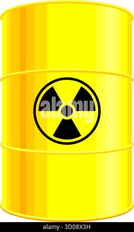 déchets radioactifs de fût industriel jaune avec vecteur de symbole de rayonnement sur fond transparent Illustration de Vecteur