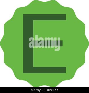 Élégante lettre verte E placée à l'intérieur d'un cadre circulaire vert clair doux. Conception moderne et propre de l'alphabet vectoriel parfait pour les graphiques d'éducation. Illustration de Vecteur