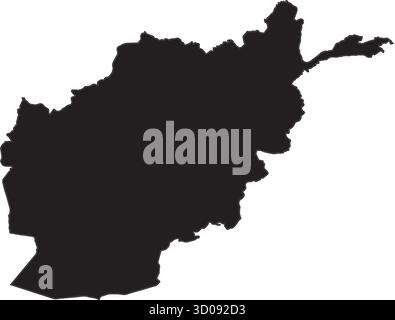 Carte vectorielle noire de l'Afghanistan montrant les frontières nationales et un design minimaliste propre pour une utilisation infographique et éducative Illustration de Vecteur