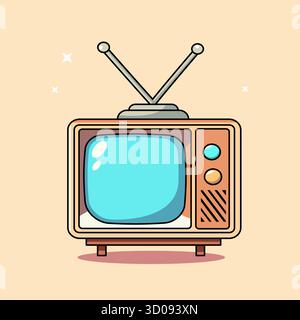 Télévision de dessin animé rétro avec antenne illustration vectorielle dessin animé Illustration de Vecteur