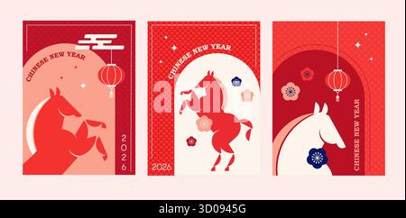 Fond vertical Lunar nouvel an, bannière, modèle d'histoire de médias sociaux. Nouvel an chinois 2024 , année du Dragon. Style vectoriel moderne géométrique Illustration de Vecteur
