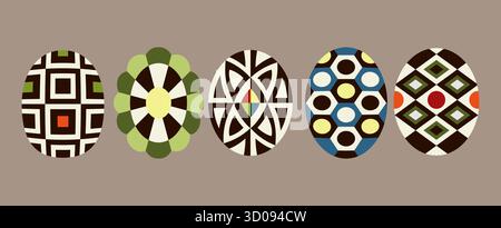 Ensemble coloré d'illustration vectorielle de conception d'oeuf de pâques plat Illustration de Vecteur