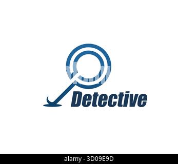 Icône ou badge de détective de police. Symbole de détective privé, signe vectoriel graphique d'inspecteur de police. Icône ou emblème de la compagnie d'enquêteur d'agence de sécurité avec loupe abstraite Illustration de Vecteur