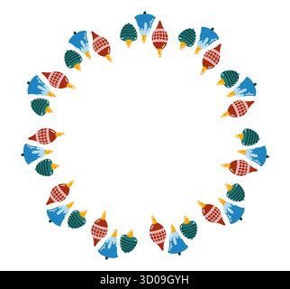 Cadre rond avec décorations de sapin de Noël Illustration de Vecteur