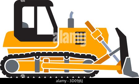 simple bulldozer bulldozer construction véhicule symbole silhouette vecteur de vue latérale isolé sur fond transparent Illustration de Vecteur