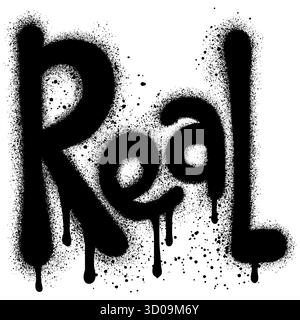 Texte graffiti réel pulvérisé en noir sur blanc. Illustration de Vecteur