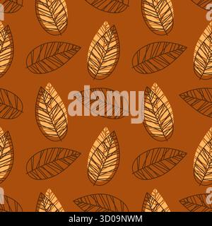 Automne orange éclatant feuilles stylisées motif doodle. Illustration vectorielle Illustration de Vecteur