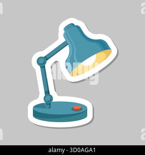 Icône d'autocollant de lampe de bureau dans un style plat. Illustration vectorielle Spotlight sur fond isolé. Concept d'entreprise de signe d'ampoule. Illustration de Vecteur