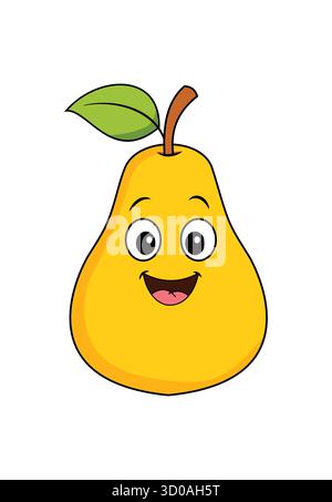 Joyeux Cartoon Pear pour les enfants Illustration de Vecteur