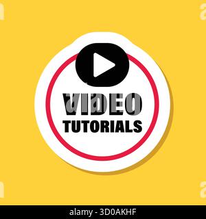 Lire des tutoriels vidéo icône autocollante dans un style plat. Illustration vectorielle de logiciel d'éducation sur fond isolé. Webinaire formation signe concept d'entreprise Illustration de Vecteur