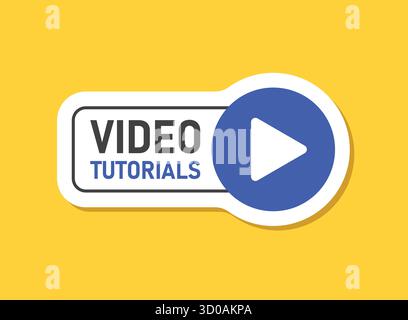 Lire des tutoriels vidéo icône autocollante dans un style plat. Illustration vectorielle de logiciel d'éducation sur fond isolé. Webinaire formation signe concept d'entreprise Illustration de Vecteur