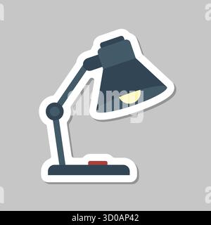 Icône d'autocollant de lampe de bureau dans un style plat. Illustration vectorielle Spotlight sur fond isolé. Concept d'entreprise de signe d'ampoule. Illustration de Vecteur