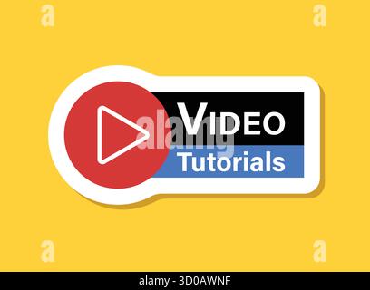Lire des tutoriels vidéo icône autocollante dans un style plat. Illustration vectorielle de logiciel d'éducation sur fond isolé. Webinaire formation signe concept d'entreprise Illustration de Vecteur