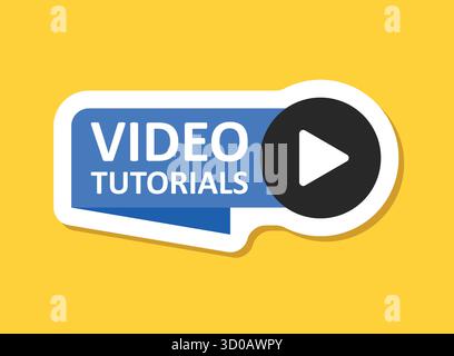Lire des tutoriels vidéo icône autocollante dans un style plat. Illustration vectorielle de logiciel d'éducation sur fond isolé. Webinaire formation signe concept d'entreprise Illustration de Vecteur