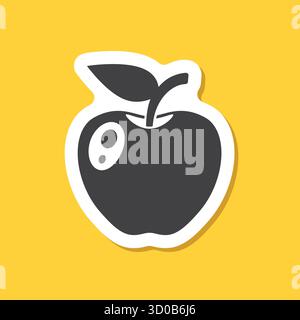 Icône d'autocollant de fruit de pomme dans un style plat. Illustration de vecteur de dessert sain sur fond isolé. Concept d'entreprise de signe de nourriture fraîche. Illustration de Vecteur