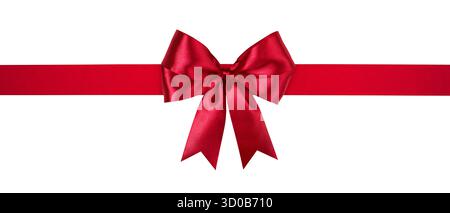 Ruban Bow rouge isolé sur fond blanc, chemin de détourage inclus Banque D'Images