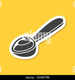 Icône d'autocollant cuillère dans un style plat. Illustration vectorielle de cuillère à café sur fond isolé. Concept d'entreprise de signe de cuillère à soupe. Illustration de Vecteur