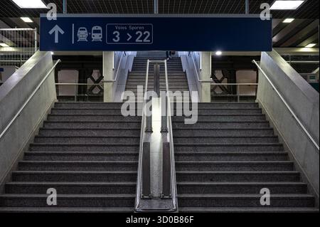 Escalier vide de la gare de Bruxelles Sud, Belgique 16 OCT 2025 Banque D'Images