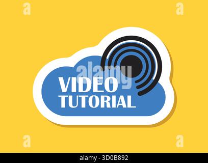 Lire des tutoriels vidéo icône autocollante dans un style plat. Illustration vectorielle de logiciel d'éducation sur fond isolé. Webinaire formation signe concept d'entreprise Illustration de Vecteur