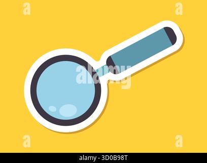 Icône d'autocollant loupe dans un style plat. Illustration vectorielle de loupe sur fond isolé. Concept commercial de signe de recherche. Illustration de Vecteur