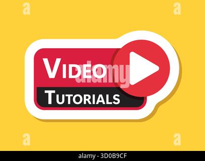 Lire des tutoriels vidéo icône autocollante dans un style plat. Illustration vectorielle de logiciel d'éducation sur fond isolé. Webinaire formation signe concept d'entreprise Illustration de Vecteur