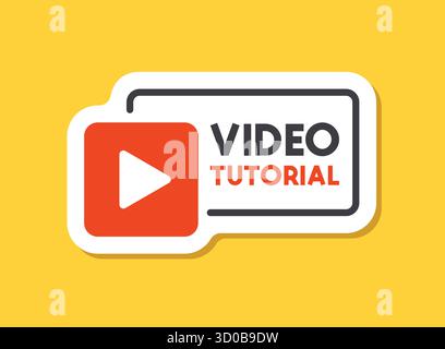 Lire des tutoriels vidéo icône autocollante dans un style plat. Illustration vectorielle de logiciel d'éducation sur fond isolé. Webinaire formation signe concept d'entreprise Illustration de Vecteur