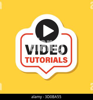 Lire des tutoriels vidéo icône autocollante dans un style plat. Illustration vectorielle de logiciel d'éducation sur fond isolé. Webinaire formation signe concept d'entreprise Illustration de Vecteur