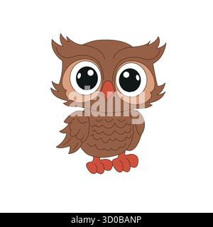 Oiseau hibou de dessin animé mignon. Illustration vectorielle. Illustration de Vecteur