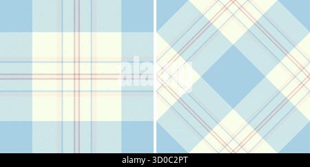 Vérifiez la texture de fond du motif textile vectoriel avec un plaid en tartan en tissu sans couture. Ensemble dans les couleurs de l'été pour des motifs de tissu de symétrie à la mode. Illustration de Vecteur