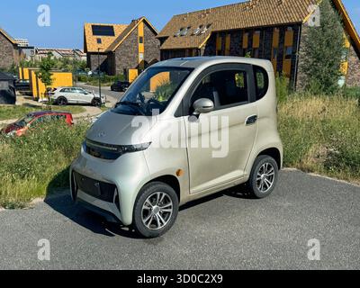 Almere, pays-Bas - 29 juin 2025 : Move E4 – 4 roues 2 personnes scooter électrique de mobilité garé au bord de la route. Personne dans le véhicule. Banque D'Images