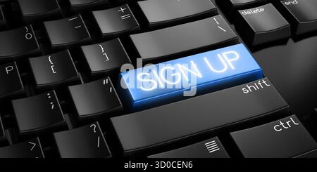 Inscription - clavier d'ordinateur - illustration 3D. Banque D'Images