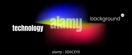 A blue, yellow, and red gradient for a tech banner or template with abstract shapes and a modern black background.. Illustration de Vecteur