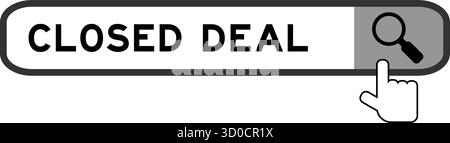 Bannière de recherche dans le mot fermé traiter avec l'icône loupe de main sur fond blanc Illustration de Vecteur