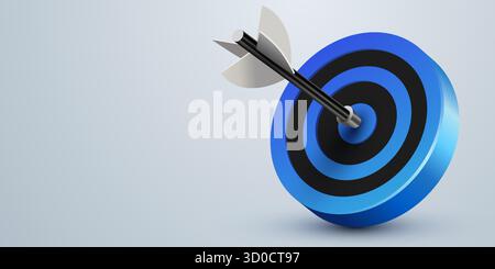 Icône de cible de fléchettes rouge avec flèche isolée sur fond blanc. conception de style 3d de l'objectif d'affaires. Stratégie marketing de financement réussie. Illustration vectorielle Illustration de Vecteur