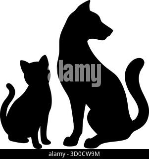 Vecteur silhouette de chien et de chat – icône de compagnie pour animaux vétérinaires, de soins des animaux et de conception Illustration de Vecteur