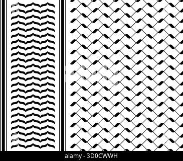 Motif keffiyeh. Imprimé coiffure classique du moyen-Orient. Texture géométrique du tissu. Fond de tissu arabe traditionnel. Ornement monochrome abstrait. Illustration graphique vectorielle. Illustration de Vecteur