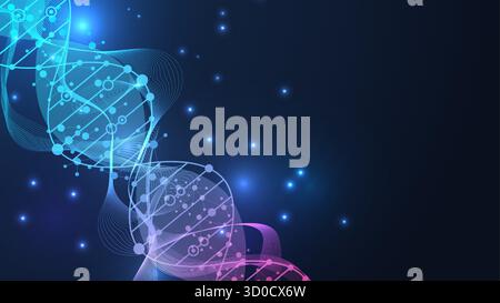 Structure moléculaire ADN, atome, neurones. Médecine, technologie, chimie, formation scientifique. Concept scientifique pour votre conception. Lignes connectées avec des points Illustration de Vecteur