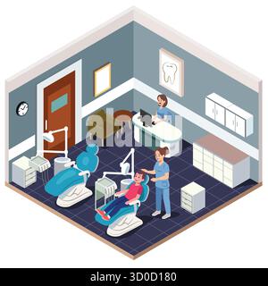 Une illustration vectorielle du cabinet de dentiste isométrique Illustration de Vecteur